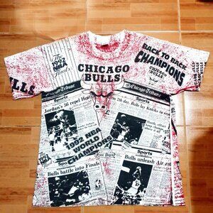Chicago Bulls Vintage Shirt 1992 AOP World Champions Tee Size XL